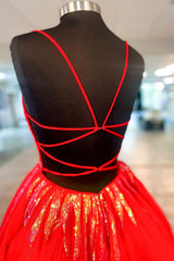 Glitter Red Sequined A-Line Short Homecoming Dress