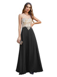 Elegant A-Line Floor-Length Chiffon Sleeveless Prom Dresses