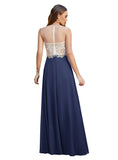 Elegant A-Line Floor-Length Chiffon Sleeveless Prom Dresses