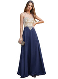 Elegant A-Line Floor-Length Chiffon Sleeveless Prom Dresses