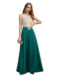 Elegant A-Line Floor-Length Chiffon Sleeveless Prom Dresses