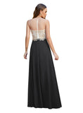 Elegant A-Line Floor-Length Chiffon Sleeveless Prom Dresses