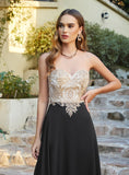 Elegant A-Line Floor-Length Chiffon Sleeveless Prom Dresses