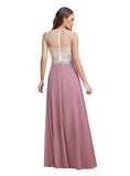 Elegant A-Line Floor-Length Chiffon Sleeveless Prom Dresses