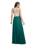 Elegant A-Line Floor-Length Chiffon Sleeveless Prom Dresses