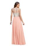 Elegant A-Line Floor-Length Chiffon Sleeveless Prom Dresses