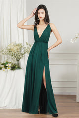 Affordable V-Neck Straps Chiffon Bridesmaid Dresses