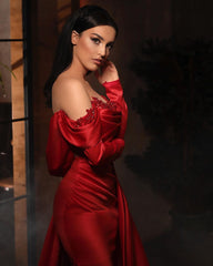 Alluring Off-Shoulder Satin Ruffles Prom Dress with Side Slit Online