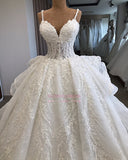 Appliques Attractive Sleeveless Sweetheart Spaghetti-Straps Wedding Dresses