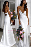 Back Sexy Spaghetti-Straps Open Sheath Wedding Dresses