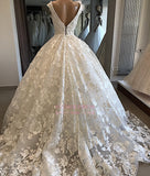 Ball-Gown Feathers Appliques Alluring V-neck Wedding Dresses