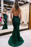 Beautiful Long Mermaid Backless Sleeveless Evening Prom Dresses With Lace