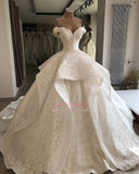 Beautiful Off-the-shoulder Ball-Gown Lace Wedding Dresses