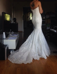 Beautiful White Lace Mermaid Bridal Gown Popular Custom Made Trumpet Plus Size Wedding Dress BA9654