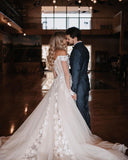 Boho Designer Off-the-shoulder Appliques Wedding Dresses With Lace