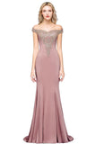 Beautiful Mermaid Off-the-Shoulder Lace Prom Dress Long With Appliques