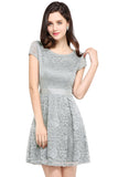 Elegant Short Sleeves Lace Mini Party Dress Scoop