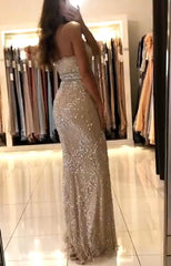 Chic Mermaid V-Neck Prom Dress Tulle Beadings Sleeveless Formal Party Dress On Sale