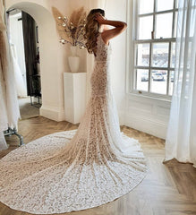 Chic Sleeveless Lace Wedding Dress Mermaid Bridal Gowns Online