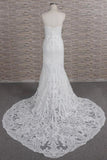 Chic Sweetheart Mermaid Lace Wedding Dress | White Sleeveless Bridal Gowns With Appliques