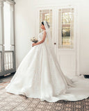 Chic White 3D Floral Lace Pricness Wedding Gown Cathedral Train