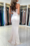 Chic sweetheart sleeveless column satin Prom Dresses split front