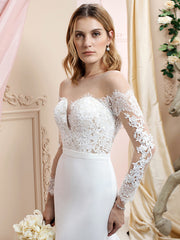 Country A line Chiffon Wedding Dress Long Sleeves Lace Appliques Bridal Gowns Online