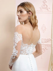 Country A line Chiffon Wedding Dress Long Sleeves Lace Appliques Bridal Gowns Online