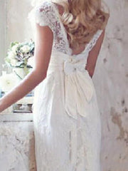 Country Mermaid Wedding Dress V-Neck Lace Short Sleeve Plus Size Bridal Gowns Court Train