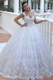 Crystal Lace Ball Gown Wedding Dresses Court Train Beading Bridal Gowns MH068