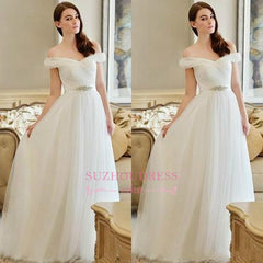 Crystal Newest Long Off-the-shoulder A-line Wedding Dress