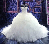 Crystal Sweetheart Ball Gown Princess Dress Latest Beadings Organza Wedding Dress