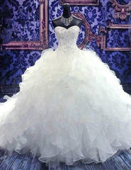 Crystal Sweetheart Ball Gown Princess Dress Latest Beadings Organza Wedding Dress