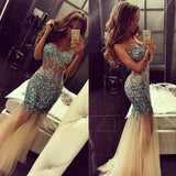 Crystal Sweetheart Mermaid Tulle Eveining Dress New Arrival Long Formal Occasion Dresses