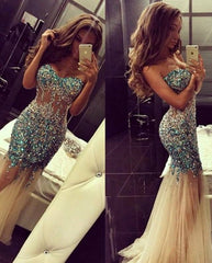 Crystal Sweetheart Mermaid Tulle Eveining Dress New Arrival Long Formal Occasion Dresses