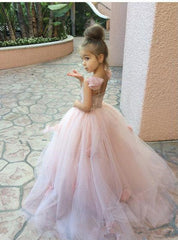 Cute Pink Tulle Flower Girl Dress New Arrival Long Children Dresses BA1419