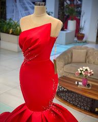 Designer Long Red Sleeveless Mermaid Prom dresses