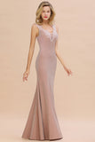 Dusty Pink Shinning Long Prom Dress Mermaid With Appliques