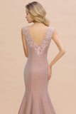 Dusty Pink Shinning Long Prom Dress Mermaid With Appliques