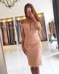 Elegant 3/4 Sleeves Lace Slim Short Party Dress