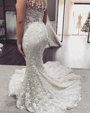 Elegant Cap Sleeves Mermaid Wedding Dress Long With Appliques