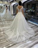 Elegant Cap Tassel Sleeves Sweetheart Aline Wedding Gowns