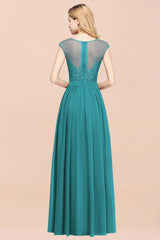 Elegant Chiffon Lace Sleeveless Long Bridesmaid Dresses with Appliques