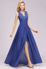 Elegant Chiffon Lace Sleeveless Long Elegant Ruffles Bridesmaid Dress