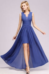 Elegant Chiffon Lace Sleeveless Long Elegant Ruffles Bridesmaid Dress