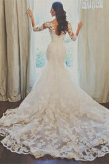 Elegant Half Sleeve Court Train Bridal Gown Latest White Mermaid Lace Wedding Dresses