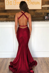 Elegant Halter Mermaid Evening Dresses | Elastic Stain Sleeveless Ruffles Prom Dresses