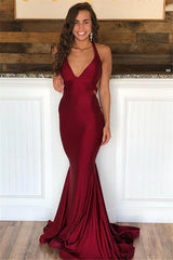 Elegant Halter Mermaid Evening Dresses | Elastic Stain Sleeveless Ruffles Prom Dresses