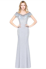 Elegant Jewel Short Sleeves Sequins Evening Dress with Tassels in Stock