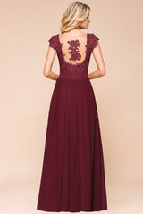 Elegant Long Chiffon Prom Dress With Lace Appliques